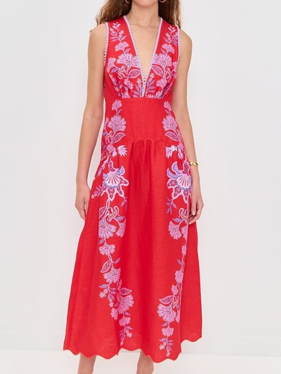 FARM Rio Dresses & Skirts - FARM Rio | Porcelain Garden Red Midi Dress NWT